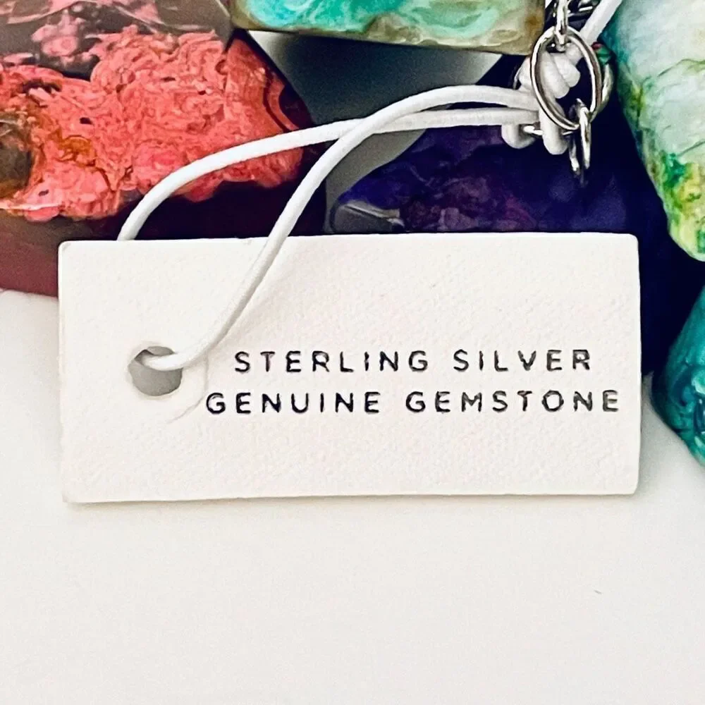 NWT Iris & Lily Gorgeous Colorful sterling silver genuine Agate gemstone Necklac
